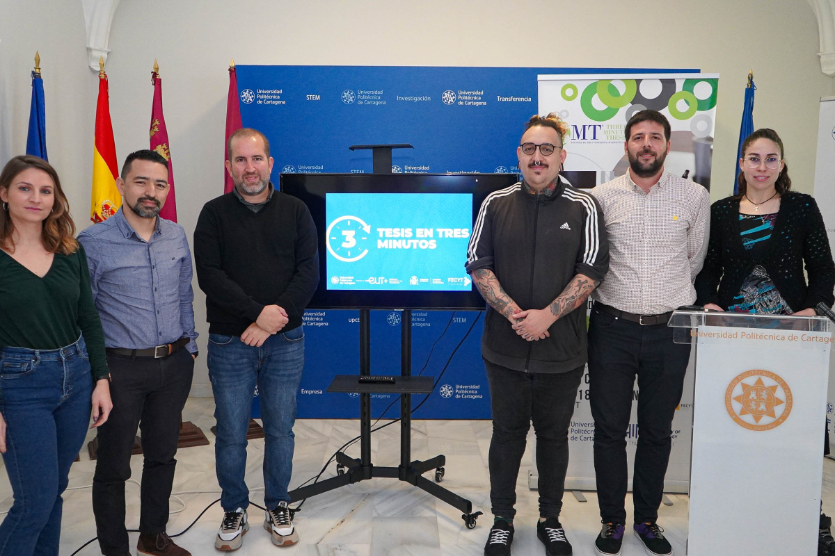 Finalistas de la última edición del concurso Tesis en 3 Minutos de la UPCT.